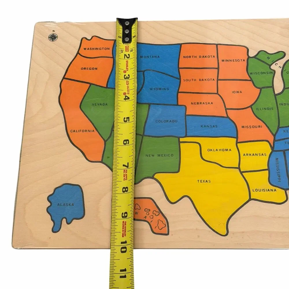 Wooden United States Puzzle Map Vintage 1980's Wood Jigsaw Chadwick Miller? READ